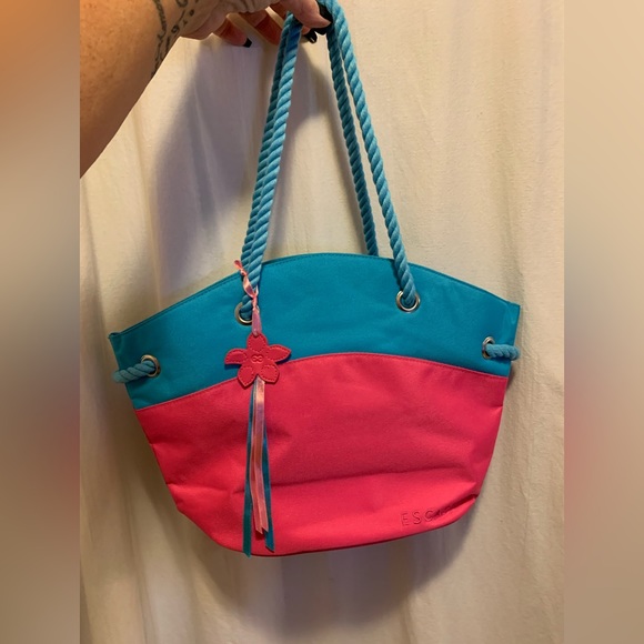 Escada pacific paradise pink and blue small tote or shopper bag - Picture 1 of 11